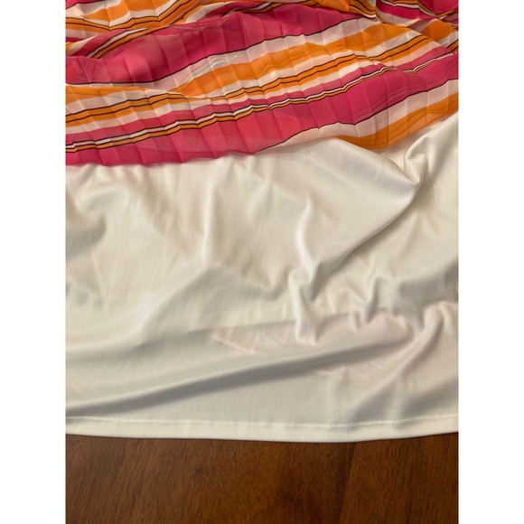 Charming Charlie Striped Dress Sleeveless Pleated Casual Summer Pink Orange L‎ - Picture 9 of 10
